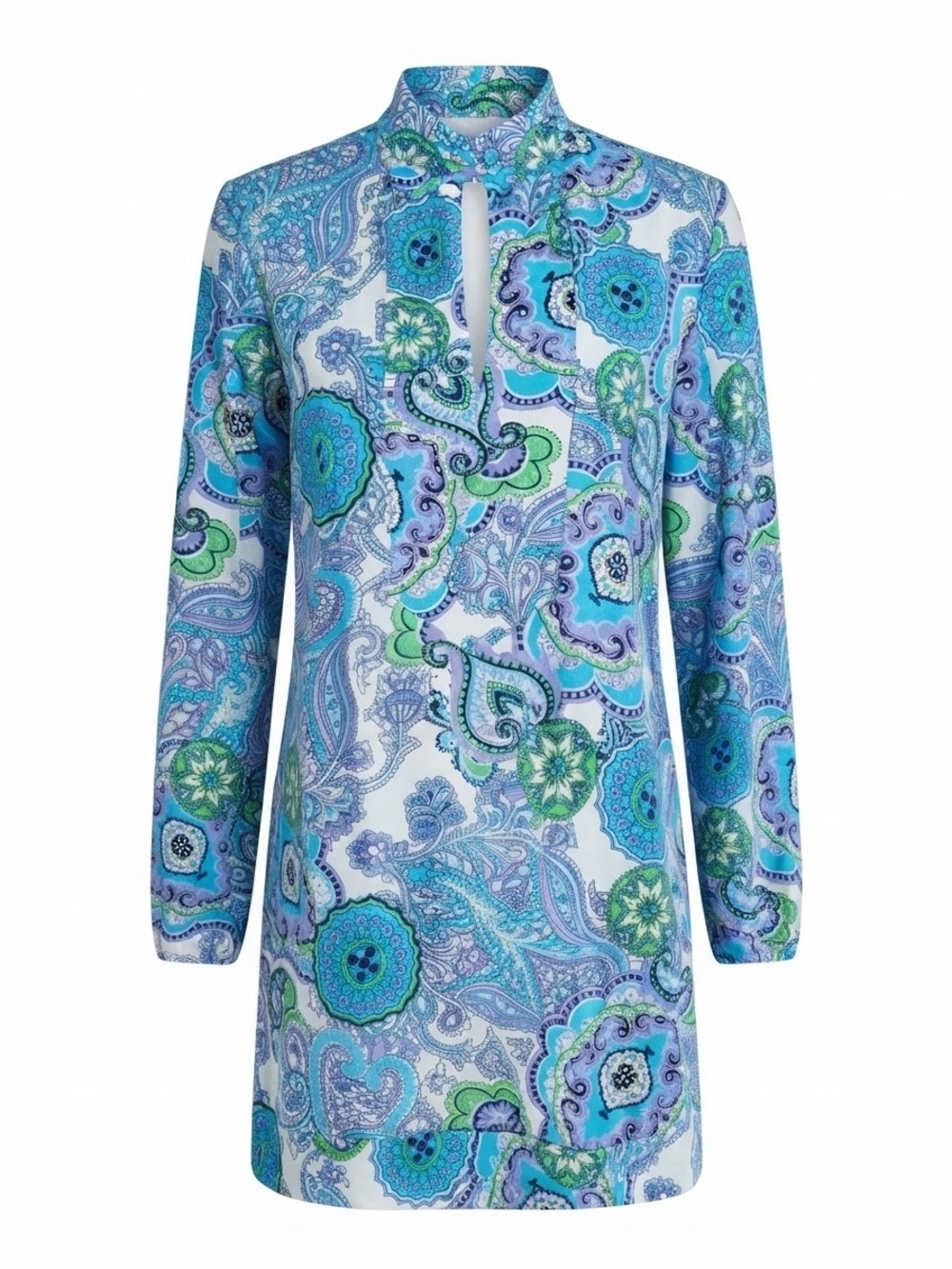 Jude Connally Blue Green Paisley Tie-Neck Tunic